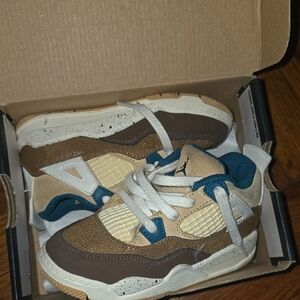 Jordan Kids Sneakers in Brown, Cream, and Teal